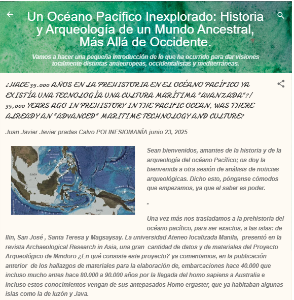 ARQUEPOLIMAN's tweet image. …historiaconfanaticohisto.blogspot.com/2025/06/hace-3…

#AncientNavigation #PacificSeafaring #MindoroArchaeology #PrehistoricFishing #OceanExplorers  
#HumanMigration #PrehistoricBoats #SoutheastAsiaPrehistory #AncientPhilippines #ArchaeologyBlog