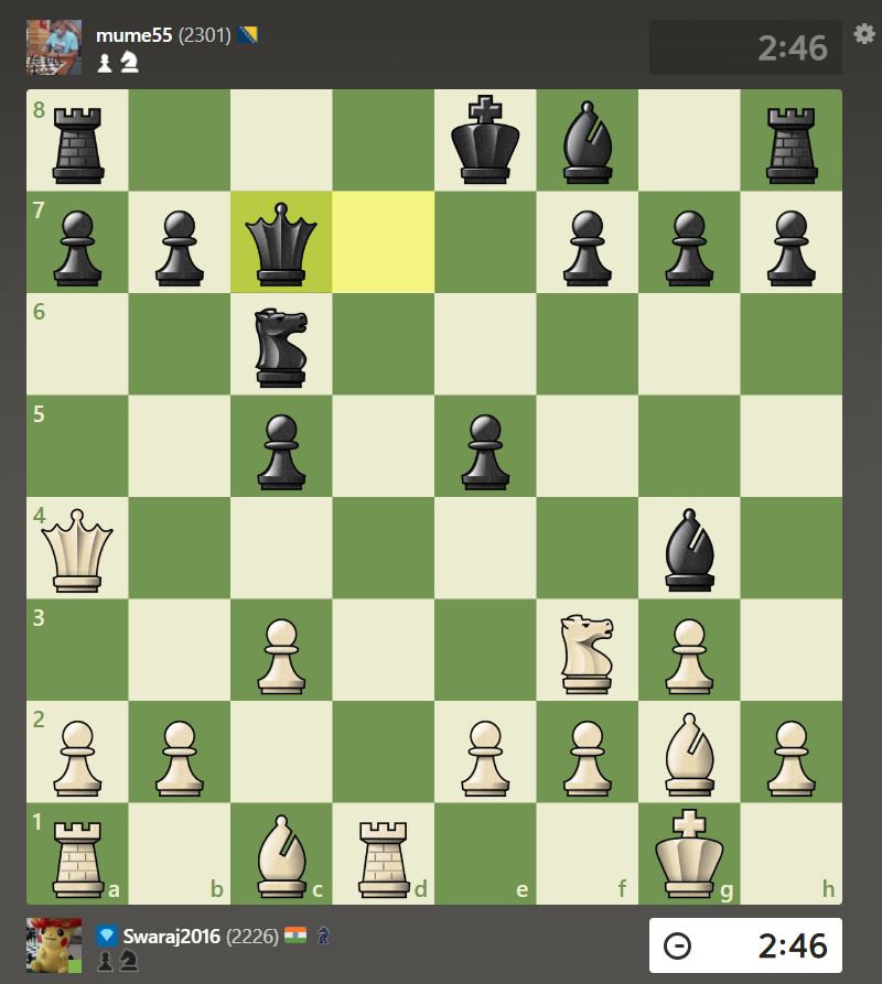 White's queen wants to grab that bishop, and that works. But that's not the best move! Find the move with !!