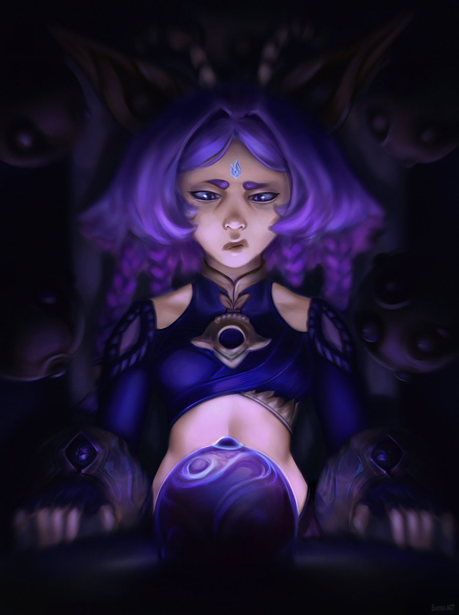 EnsterARt's tweet photo. Yunara pondering her orb https://t.co/E4ayqfzo7p