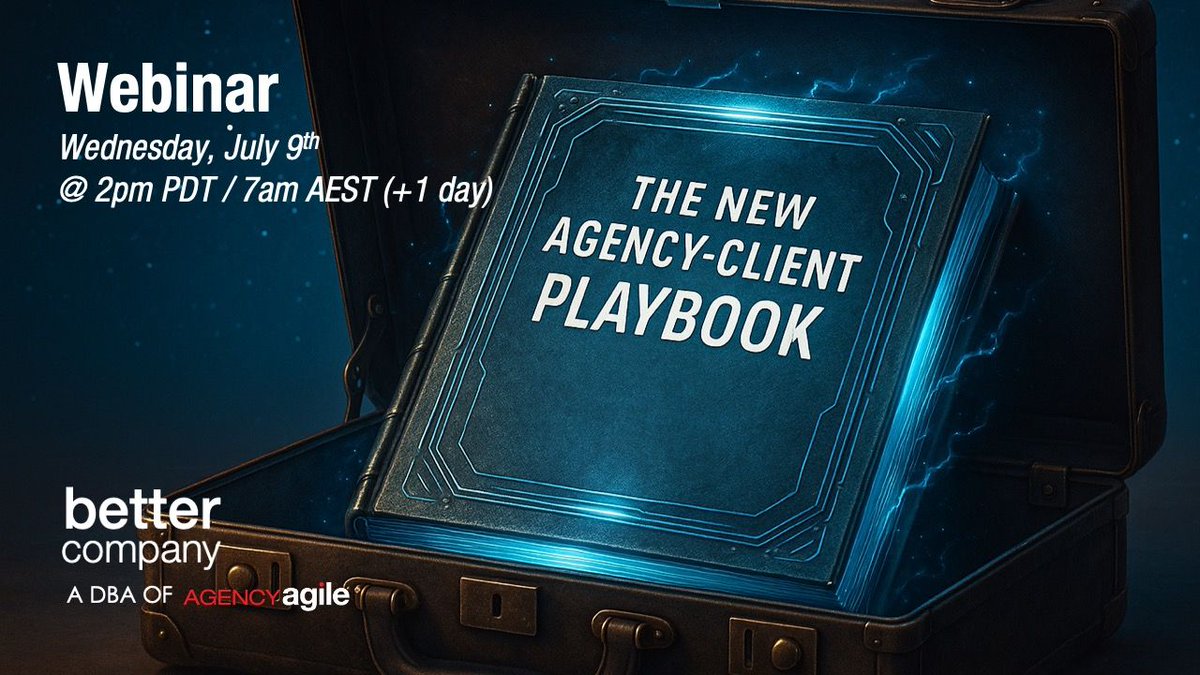 New Webinar: The New Agency-Client Playbook  

We’ll explore proven approaches for becoming more strategic in the mind of the client, and increasing the depth and duration of the relationship.

July 9th @ 2pm PDT / 7am AEST (+1 day) 
RSVP- buff.ly/mysoqWP
