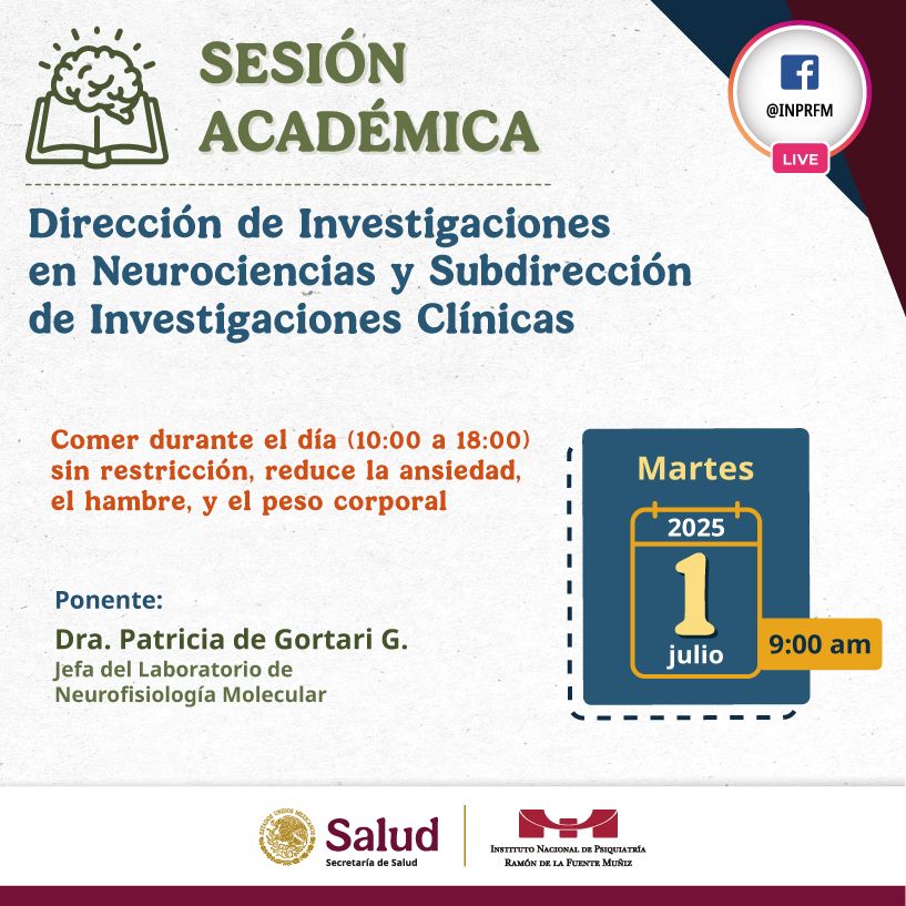 PSIQUIATRÍA INPRFM (@inprfm) on Twitter photo 🍎 ¿Sabías que comer durante el día sin restricción puede ayudarte a reducir la ansiedad, el hambre y el peso corporal?
🗓️ No te lo pierdas nuestra Sesión Académica de Área 🍎 ¿Sabías que comer durante el día sin restricción puede ayudarte a reducir la ansiedad, el hambre y el peso corporal?
🗓️ No te lo pierdas nuestra Sesión Académica de Área