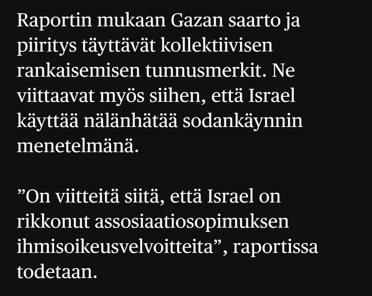 Ei ole kulunut kauaa siitä, kun <a href="/PetteriOrpo/">Petteri Orpo</a> ja <a href="/elinavaltonen/">Elina Valtonen</a> sanoivat tekevänsä kaikkensa Gazan eteen.

Tänään oli Valtosen paikka tehdä jotain oikeasti. Ei tehnyt mitään. Yhtään mitään.

Kuvottavaa.