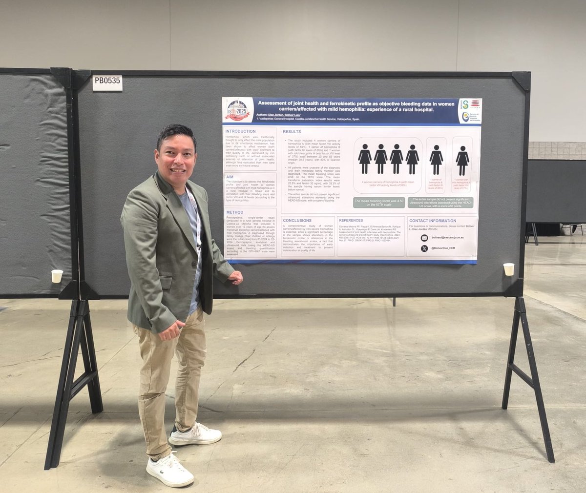 Bolívar Díaz Jordán (@bolivardiaz_hem) on Twitter photo Un orgullo presentar en #ISTH2025 nuestra experiencia de salud articular en mujeres portadoras/afectas de hemofilia en el <a href="/HospitalUnivVP/">Hospital Universitario de Valdepeñas</a> <a href="/SETH__Oficial/">SETH Trombosis y Hemostasia</a> <a href="/sehh_es/">@sehh_es</a> <a href="/SEHHJoven/">SEHH Joven</a> <a href="/isth/">ISTH</a> <a href="/fedhemo/">FEDHEMO - Hemofilia</a> <a href="/scmHematologia/">Sociedad CLM de Hematología y Hemoterapia</a> #SETHJoven #SociedadEcuatorianaHematologia
#SomosSETH Un orgullo presentar en #ISTH2025 nuestra experiencia de salud articular en mujeres portadoras/afectas de hemofilia en el <a href="/HospitalUnivVP/">Hospital Universitario de Valdepeñas</a> <a href="/SETH__Oficial/">SETH Trombosis y Hemostasia</a> <a href="/sehh_es/">@sehh_es</a> <a href="/SEHHJoven/">SEHH Joven</a> <a href="/isth/">ISTH</a> <a href="/fedhemo/">FEDHEMO - Hemofilia</a> <a href="/scmHematologia/">Sociedad CLM de Hematología y Hemoterapia</a> #SETHJoven #SociedadEcuatorianaHematologia
#SomosSETH