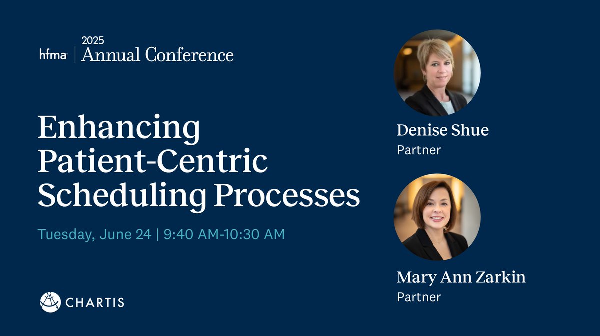 #HFMA25 is underway. Our session tomorrow morning features Chartis’ Denise Shue and Mary Ann Zarkin, with University Hospitals Chief Consumer Officer Lisa Griffin and UHPS COO George Ata. bit.ly/4nehAPB