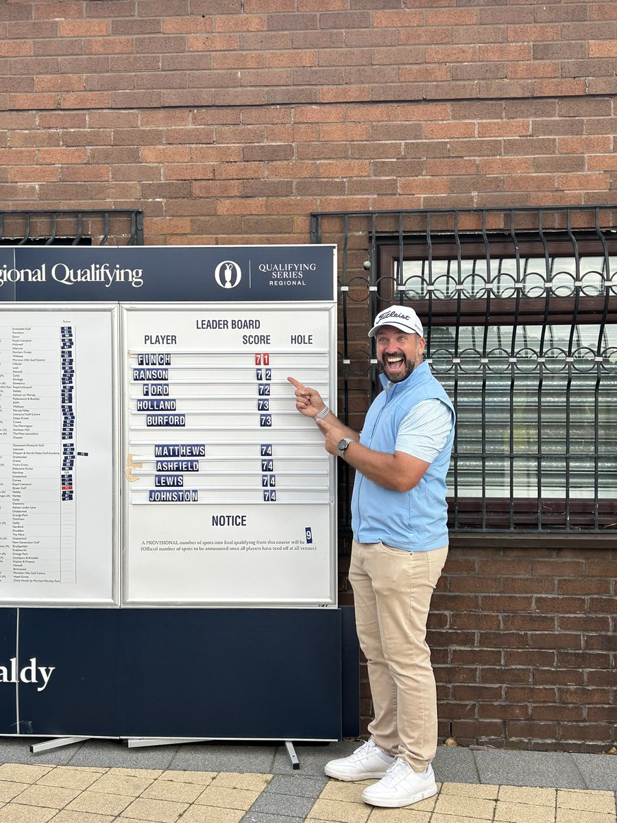 jas97crow's tweet image. What a legend. Quality round in very windy conditions and into finals next week. Was made up to watch it all @ Caldy. Get in @PeterFinchGolf.

 #TheOpen #OpenQualifying #QuestforTheOpen