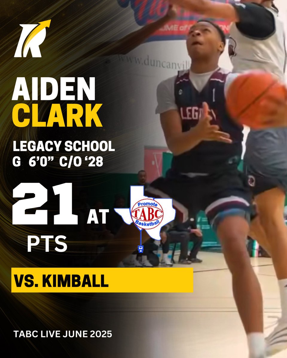 Class of 2028 6’0” guard Aiden Clark out of the Legacy School scored 21 points at the TABC Live Event in a strong showing against Kimball.