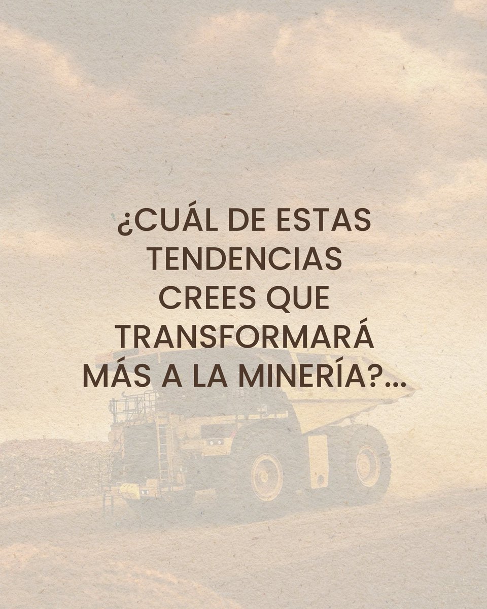 🔎 ¿Hacia dónde va el sector minero en 2025?
Desliza y descubre las 3 grandes tendencias que están marcando el rumbo.

💬 ¿Cuál crees que transformará más al sector?

#MineríaResponsable #TendenciasMineras #MineríaDelFuturo #Minería2025