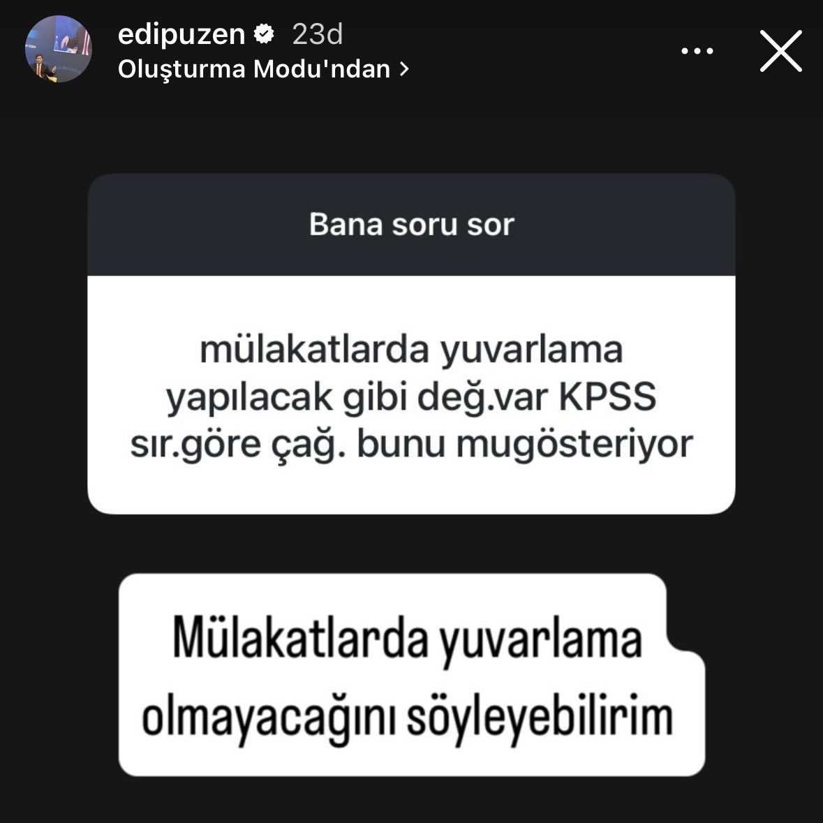 Edip Üzen <a href="/edipuzen/">Edip Üzen</a> 

Mülakatlarda yuvarlama olmayacağını söyleyebilirim 

#Mülakat