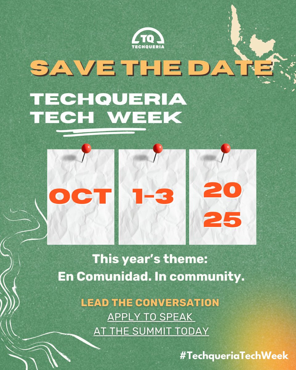 🌟 Save the Date! 🌟

We’re officially kicking off the countdown to Techqueria’s 2025 Tech Summit — happening October 1–3 during Latiné Heritage Month! 🎉✨

This year’s theme? En Comunidad. In Community. 

Check out more on our LinkedIn page!