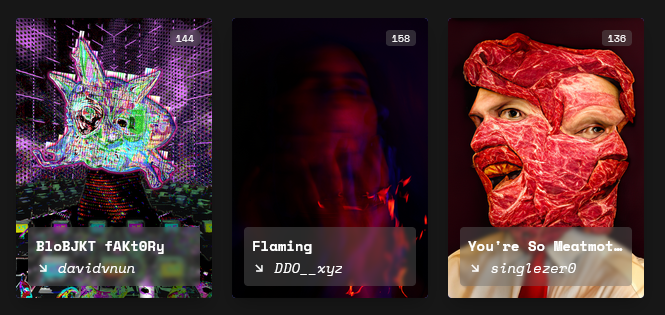 Just opened an Art Pack on <a href="/objktcom/">objkt.com</a> and pulled artworks from <a href="/davidvnun/">David</a> <a href="/DDO__xyz/">DDO__</a> <a href="/singlezer0/">singlezer0</a> objkt.com/art-packs