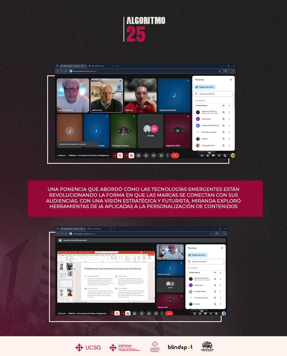 algoritmoucsg's tweet image. 🤩 ¡Éxito total en este webinar exclusivo con Roberto Miranda!

🎟️ No te olvides de adquirir tus entradas en Ticket Show o en el piso 10 del edificio de Posgrado UCSG.

#Algoritmo25 #FuturoTech #IA #TransformaciónDigital #Innovación #Emprendimiento #UCSG