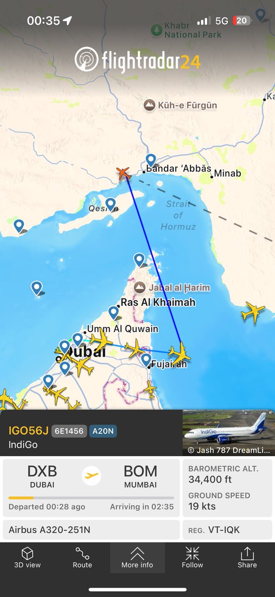What the fuck is this <a href="/IndiGo6E/">IndiGo</a> flight from dubai to mumbai doing by diverting towards Iran ?????? 

<a href="/Vinamralongani/">VT-VLO</a> @webflite <a href="/aviationbrk/">Breaking Aviation News & Videos</a>