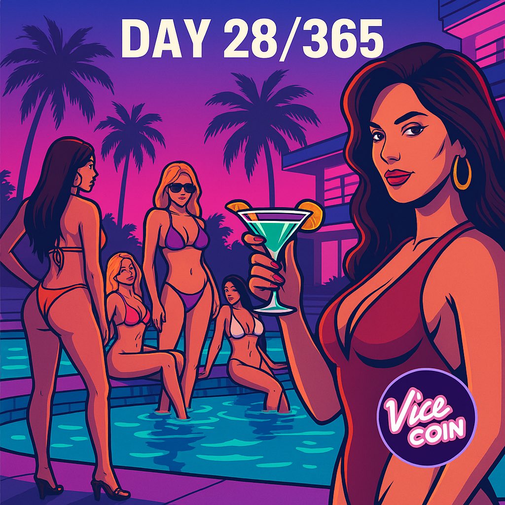 VICECOIN_'s tweet photo. DAY 28/365
#GTA6
#GTA6Countdown
#ViceCity
#RockstarGames
#GTAVibes
#OpenWorldGaming
#GTA6Leaks
#VICECOIN
#MemeCoin
#CryptoTwitter
#Web3
#DegenLife
#Solana
#WAGMI
#CryptoCommunity https://t.co/FIE1VtEiPw