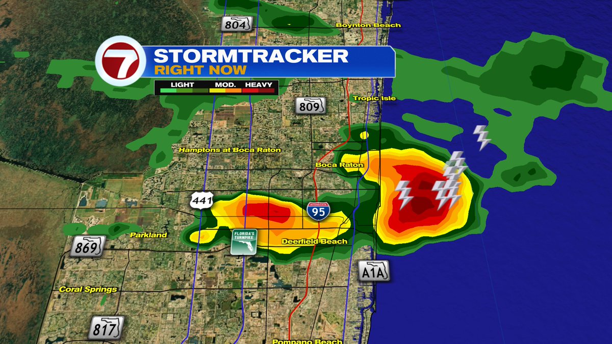 Erika Delgado (@erikadelgadowx) on Twitter photo 3:05pm - Showers & isolated storms pushing east to west along the Palm Beach / Broward County line. <a href="/wsvn/">WSVN 7 News</a> @7weather 3:05pm - Showers & isolated storms pushing east to west along the Palm Beach / Broward County line. <a href="/wsvn/">WSVN 7 News</a> @7weather