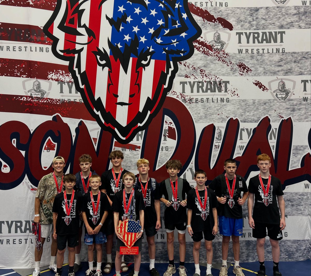 2025 Bison Duals MS Division

1st Place - Mat Assassins Black
2nd Place - Revival Jokers
3rd Place - CTWHALE
4th Place - TDWC