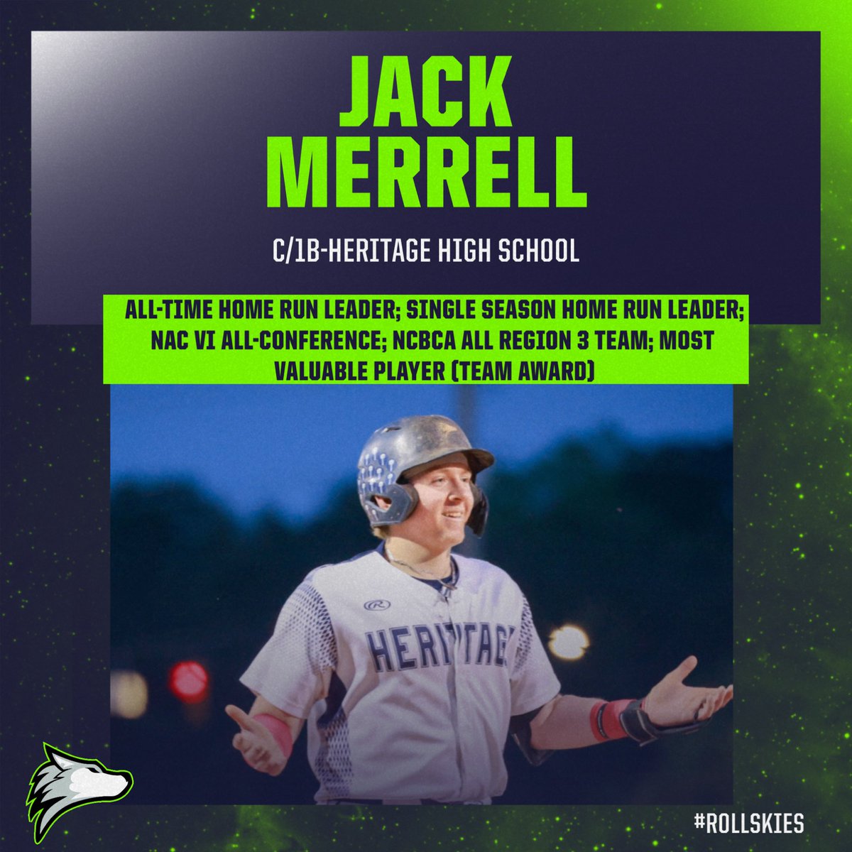 HHSHuskiesbb's tweet photo. Congrats to Jack Merrell on a great season and a great career! Now All-Time Leader in Home Runs and Single Season Home Run Leader at Heritage.  Was voted to the All Conference Team,NCBCA All-Region 3 team and voted MVP by his teammates.Heritage thanks you for being a great Husky! https://t.co/oonU7rV5Jl