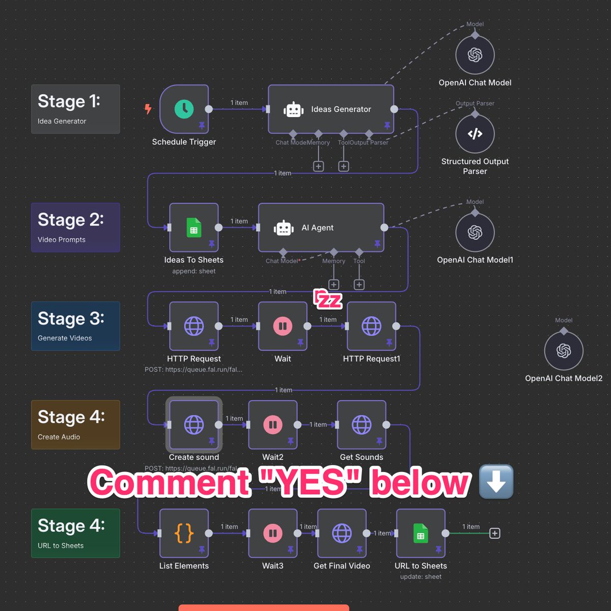 FREE AI Workflow That Posts While You Sleep! 

This automation gives you fresh, done-for-you content daily—just copy our exact prompt + video creation engine.

✅ Here’s What You Get:

➤ Step-by-step N8N automation blueprint
➤ Google Sheet template to organize video ideas &amp;