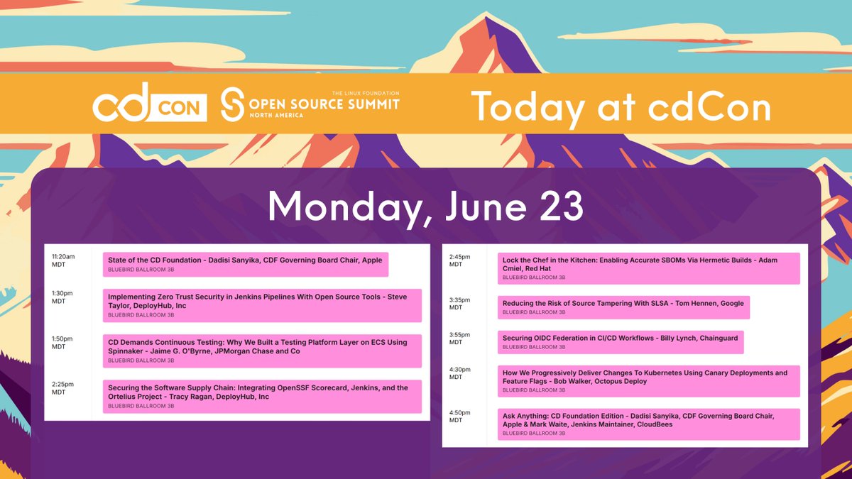 CDeliveryFdn's tweet image. 📆 [June 23] Today&apos;s #cdCon #OSSummit schedule!
hubs.la/Q03tcPhM0