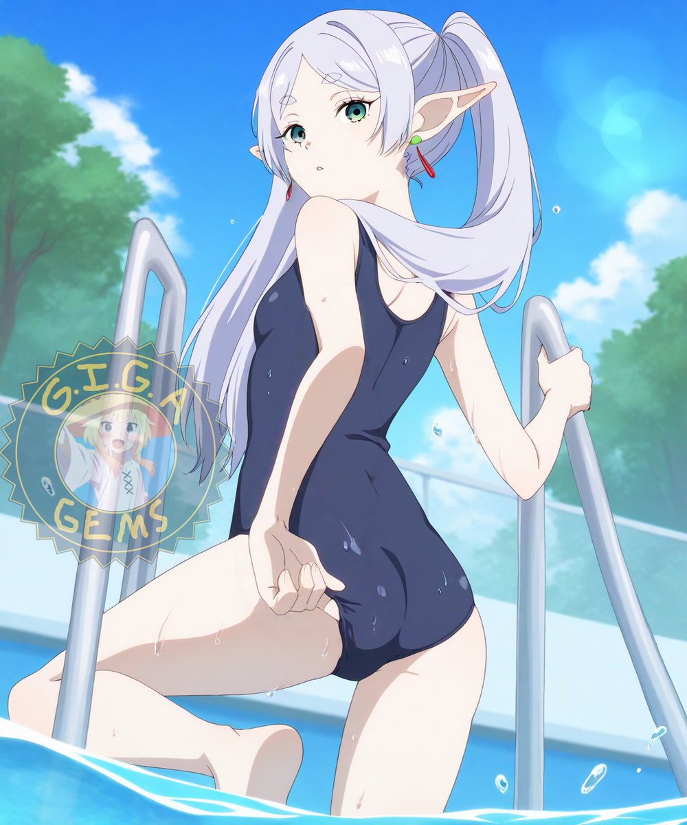 Poolside [Frieren] wet in an One-Piece Swimsuit... Groyper #Frieren