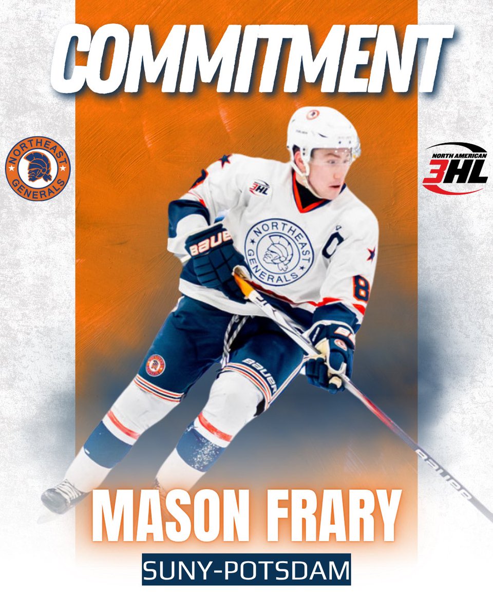 Northeast Generals (@negenerals) on Twitter photo The Generals are proud to announce that <a href="/NA3HL/">NA3HL</a> Captain Mason Frary has committed to play <a href="/NCAAIceHockey/">NCAA Ice Hockey</a> for <a href="/PotsdamHockey/">Potsdam Men's Hockey</a>! Congratulations to Mason! #GensFamily The Generals are proud to announce that <a href="/NA3HL/">NA3HL</a> Captain Mason Frary has committed to play <a href="/NCAAIceHockey/">NCAA Ice Hockey</a> for <a href="/PotsdamHockey/">Potsdam Men's Hockey</a>! Congratulations to Mason! #GensFamily