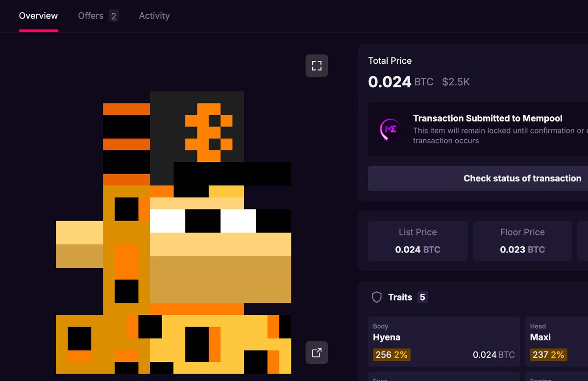 epic maxi hyena just traded hands for the first time since mint around floor price 👀