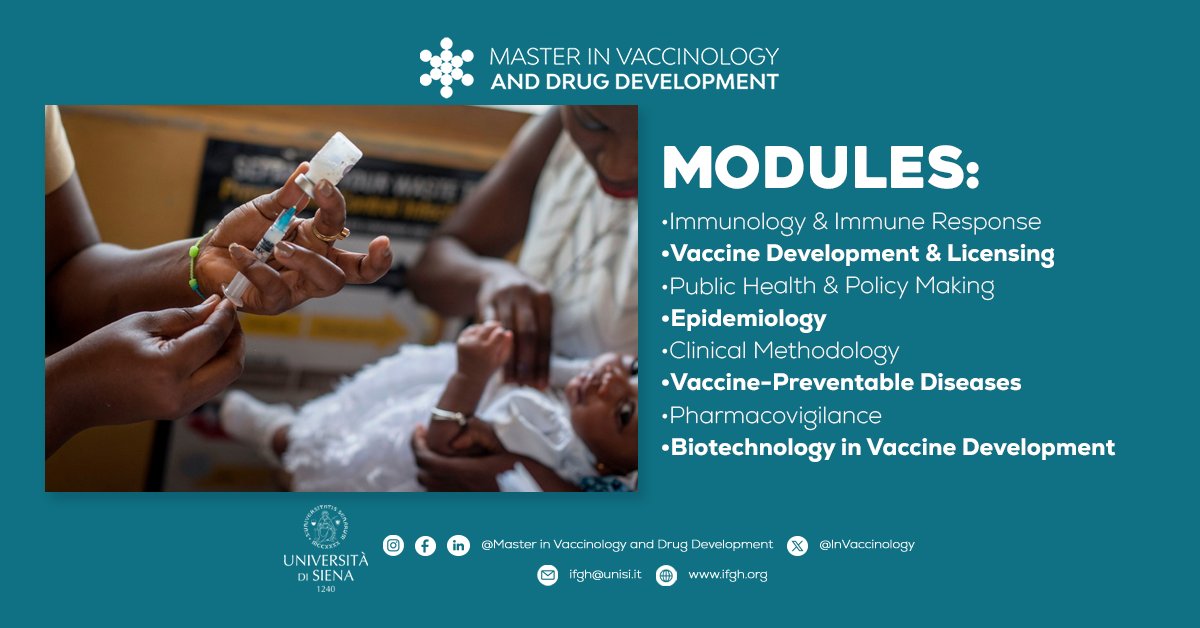 InVaccinology's tweet photo. 🎓 We empower future leaders in academia, public health, and research & development, with a strong focus on vaccines and medicines.
🔍 Discover more at https://t.co/RbUhwj9pZH
#MasterInVaccinology #Vaccinology #IFGH #UniversityOfSiena #Siena #Italy https://t.co/Q036ATZDZY