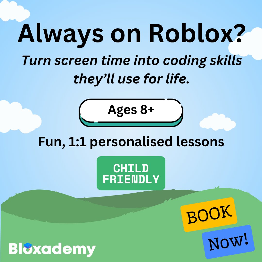 LearnBloxademy's tweet image. 👩‍💻 “My kid’s always on Roblox” — What if that’s a good thing?
At Bloxademy, we turn Roblox time into real coding skills.

Link in bio to book! Or email support@bloxademy.com