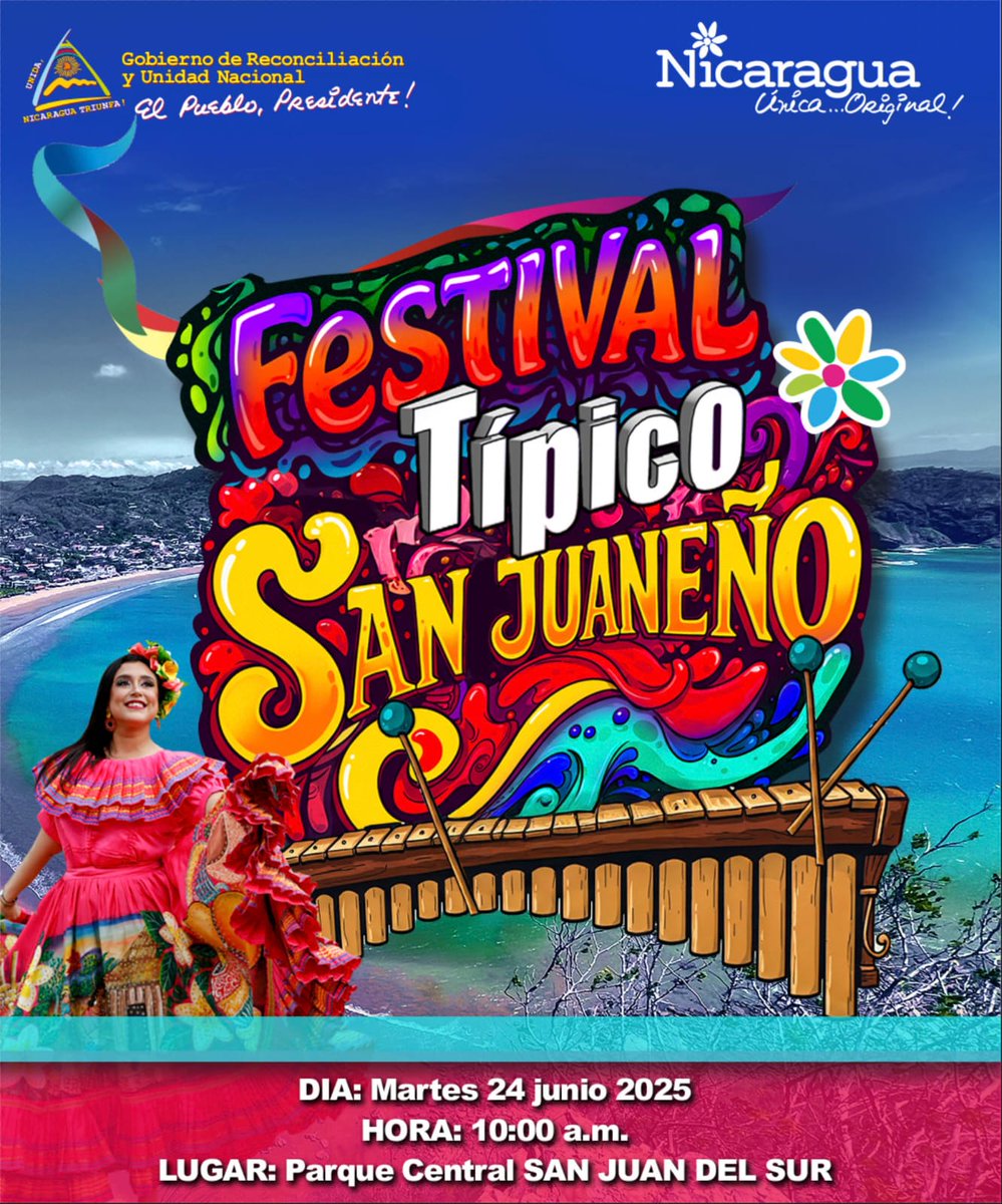 ¡Familias rivenses! Les esperamos mañana para disfrutar juntos del Festival Típico Sanjuaneño, una celebración llena de tradición, cultura y alegría. 

¡No te lo pierdas!

#NicaraguaFascinanteIrresistible 
#NicaraguaÚnicaOriginal