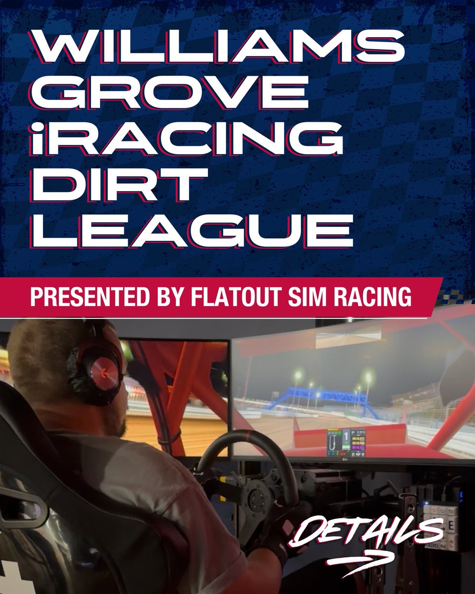 flostatesr's tweet photo. 410s go digital. The Williams Grove iRacing Dirt League is here—presented by Flatout Sim Racing.

💻 Qualify in person, July 1–13. ⏱️ Top 10 lap times get in. 📅 10 weeks. 10 tracks. 1 champion.
🔥 This one’s for the real wheelmen. 

#FOSRUSA #WilliamsGrove https://t.co/S2XCzmoqxQ