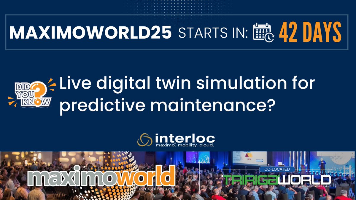interloc_maximo's tweet image. Did you know? At past #MaximoWorld events, attendees engaged with live asset simulations—interacting with real-time digital twins to test predictive maintenance firsthand!
🔍 How would a digital twin transform your asset management strategy?

📅 Book your 1:1 at @MaximoWorld ➔…