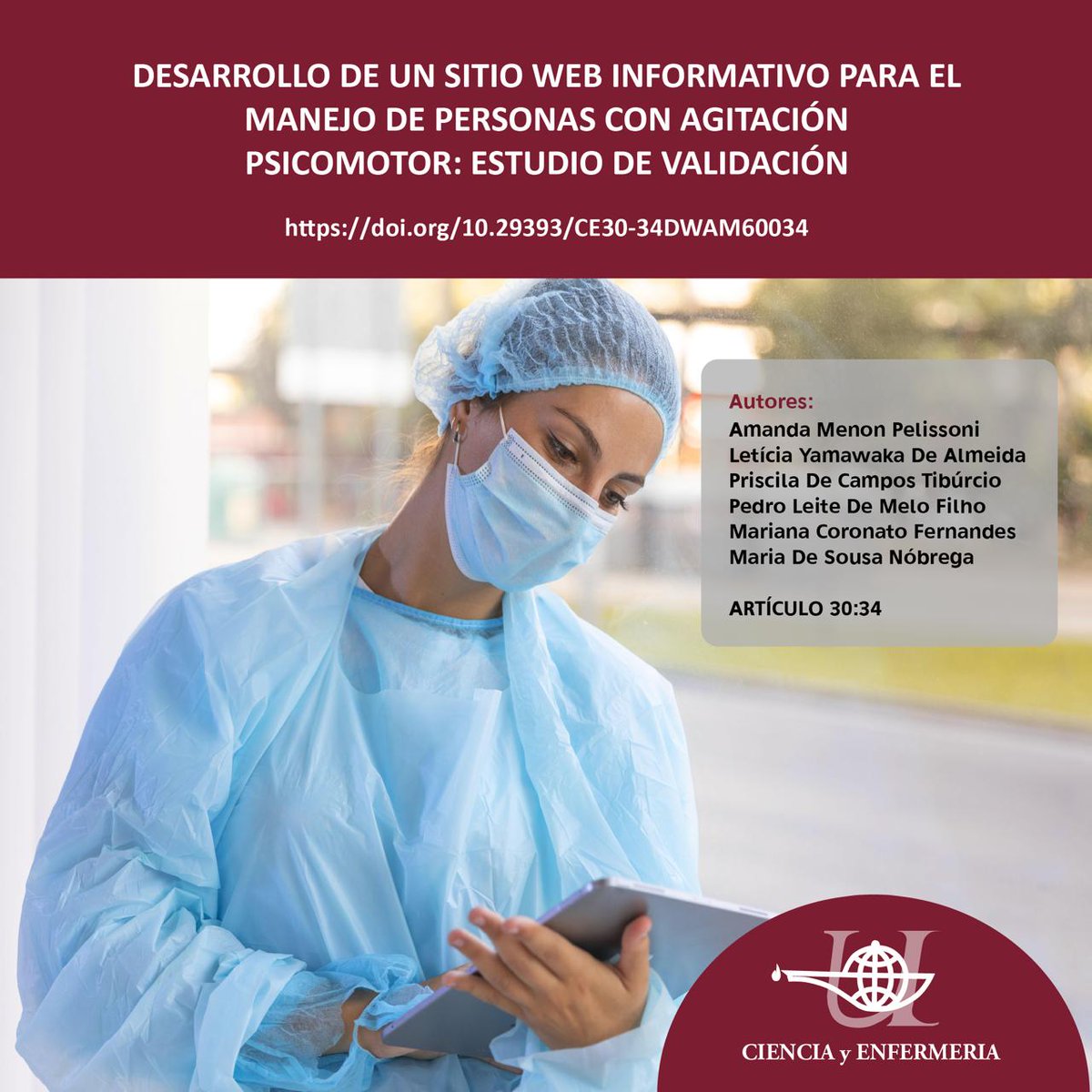 📢 📑Les invitamos a revisar el último artículo del Volumen 30, titulado: “DESARROLLO DE UN SITIO WEB INFORMATIVO PARA EL MANEJO DE PERSONAS CON AGITACIÓN PSICOMOTOR: ESTUDIO DE VALIDACIÓN”. 💻
  
 🔗 revistas.udec.cl/index.php/cien…