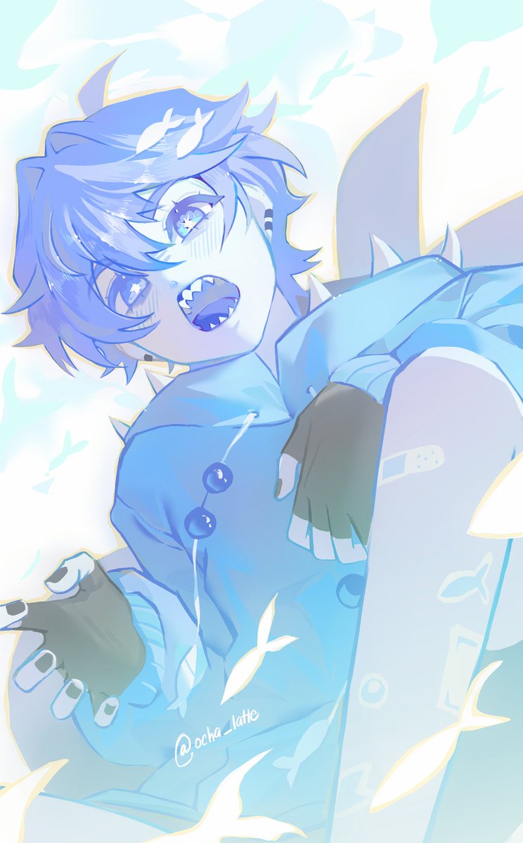 character by <a href="/Pokii_poki/">Poki</a> ! Thank you so much for letting me draw him ♡🐟🦈🪼

#イラスト #illustration