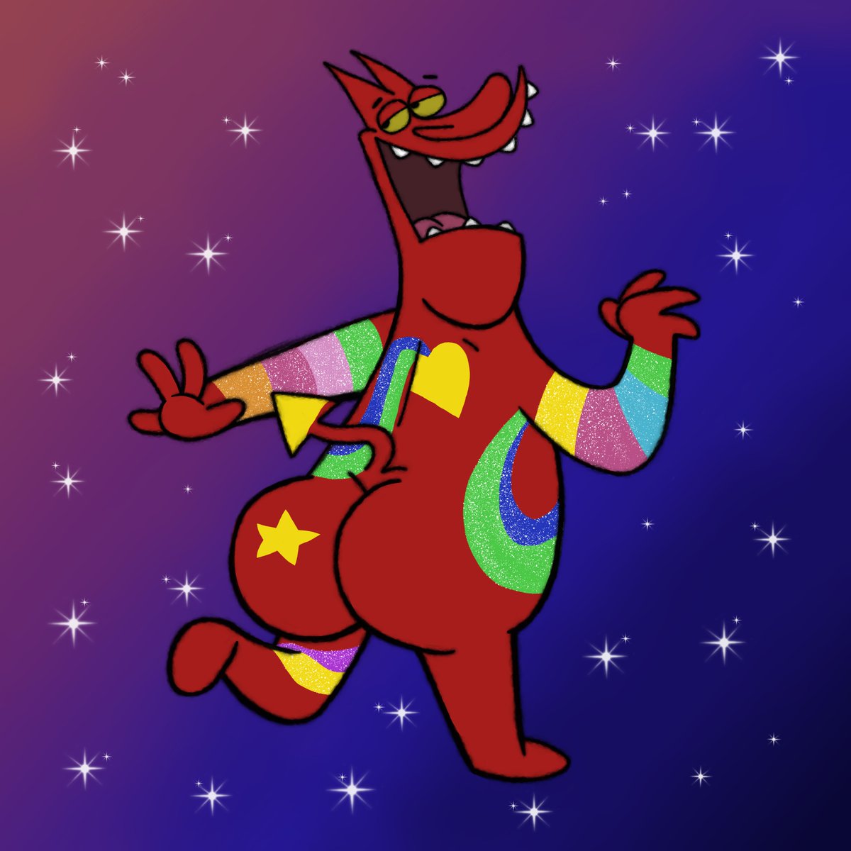 There's a reason why Red was specifically the king and queen of cheese 😂 #cowandchicken #iamweasel #pridemonth