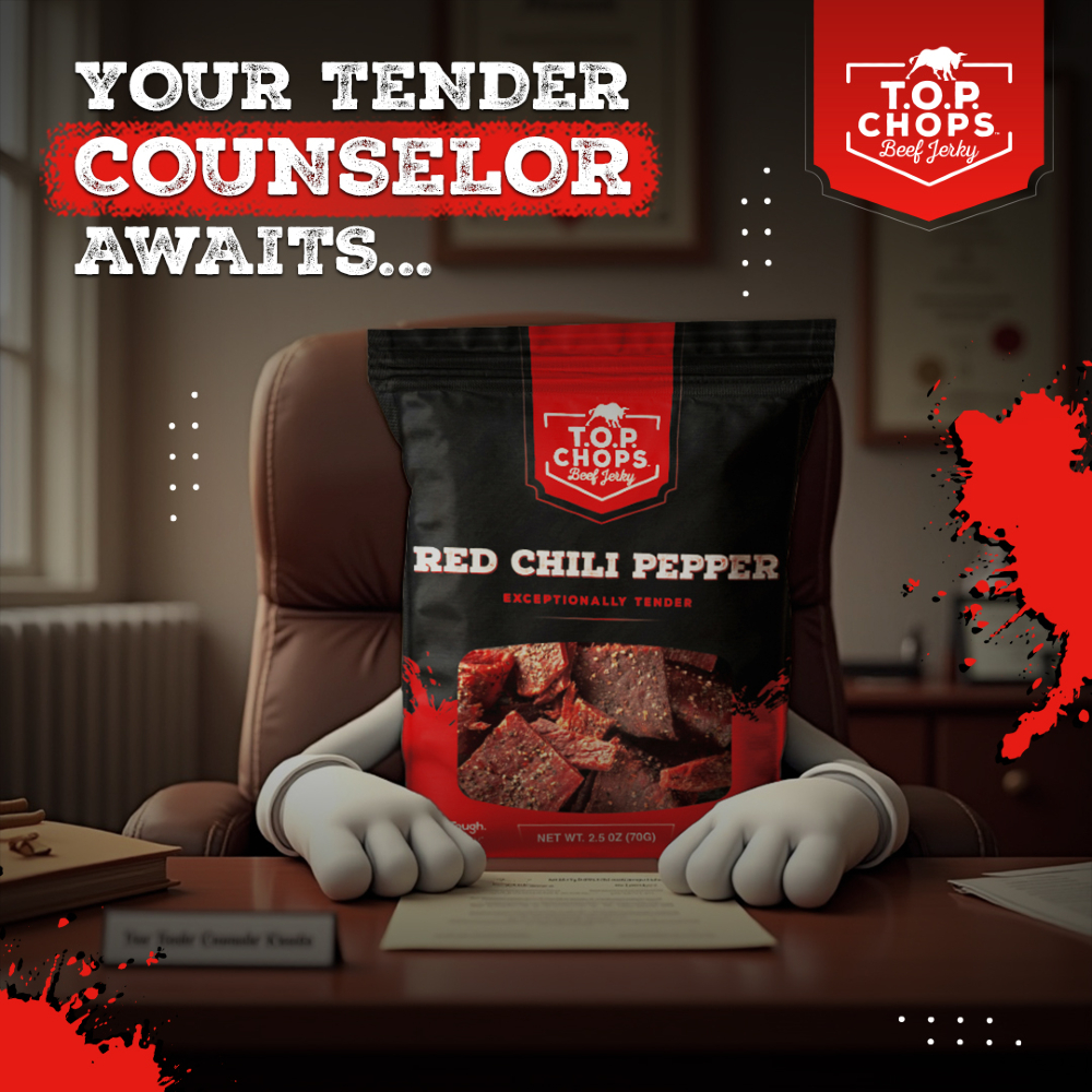 topchopsjerky's tweet photo. Feeling overwhelmed? Your tender counselor is here to listen—with bold flavor, clean ingredients, and zero distractions. 

🛒 Grab a pack today at https://t.co/by2yyDOp1h

#proteinsnacks #snack #flavor #beefjerky #jerky #jerkylovers #topchopsjerky #snacktime #snacksmart https://t.co/STwzQcflD6