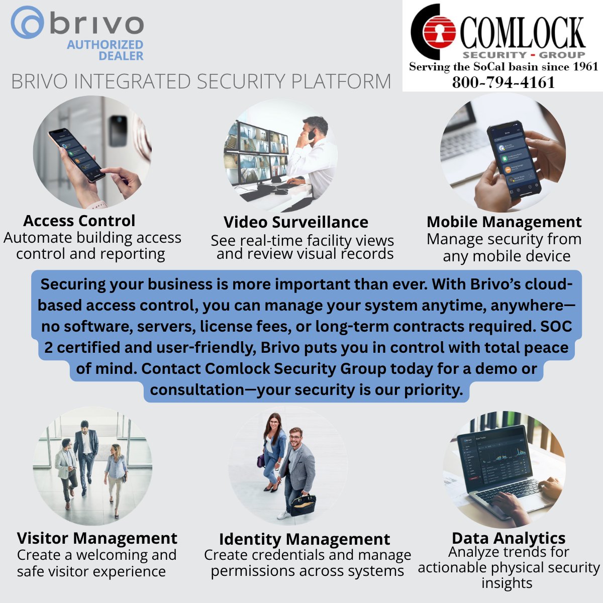 ComlockSecurity's tweet image. 🔐 Ditch the keys.  Manage your doors anytime, anywhere with Brivo. 💥 First quarter FREE – don’t miss it!