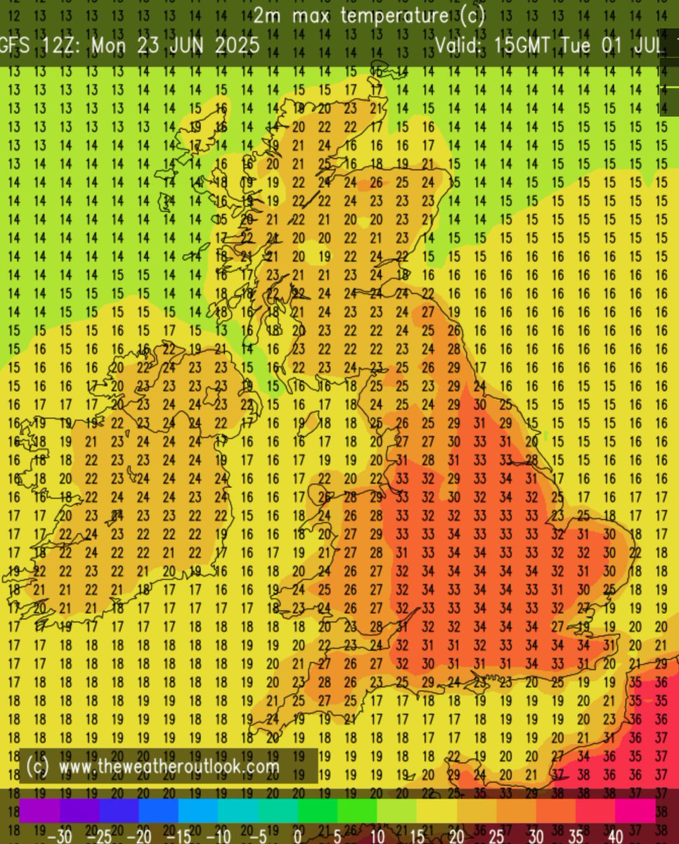 DaveThroup's tweet photo. Signs that the heat may return to southern areas early next week. https://t.co/QaMYkOmfH8