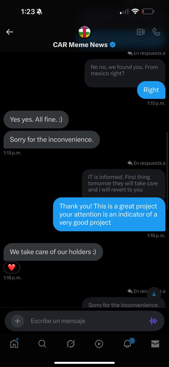 pato_ca_'s tweet photo. @CARMemecoinNews @ITWebAfrica @CARMemecoinNews is attending my issue within minutes of the tuits y published, this show a great dedication of the team, in crypto projects this is a great indicator of reliability for the investors, thank you very much @CARMemecoinNews https://t.co/y3VXngCuoy