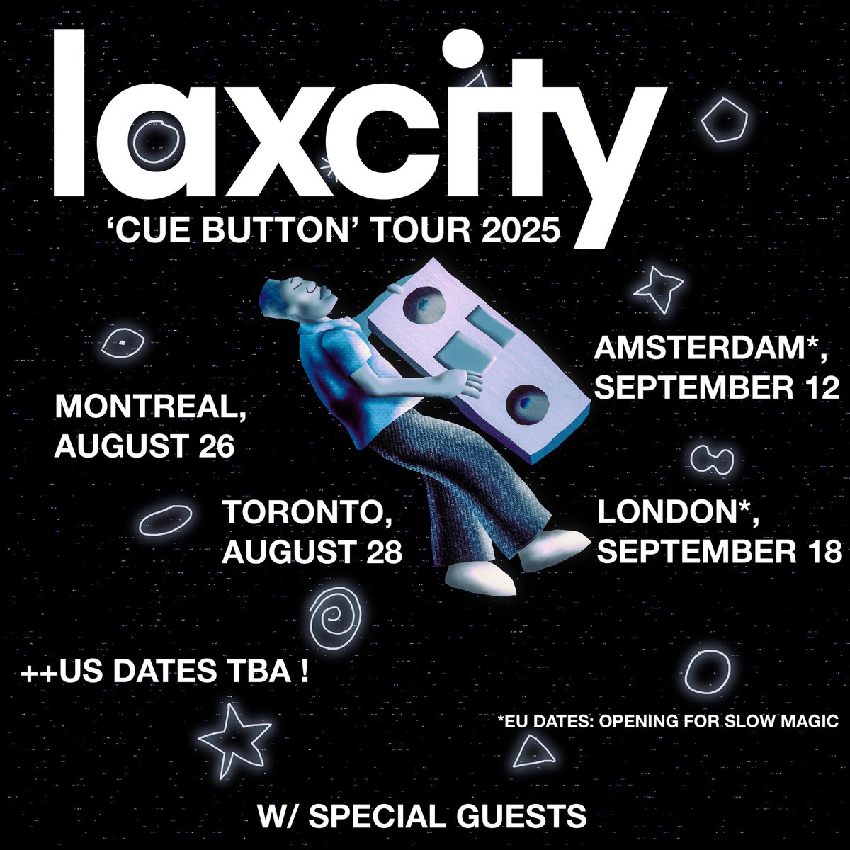 laxcitymusic's tweet photo. US/CA, I'm heading your way shortly!! 🌏✈️ Introducing the laxcity ‘cue button’ 2025 tour! 

🇨🇦 Early Bird Tix are live now, link in bio! 🐦

🇺🇸 To my American friends: Where do you want to see me play?? Comment below 😊 working on US dates, stay tuned for updates soon 👀 https://t.co/2Tl2xImYaL