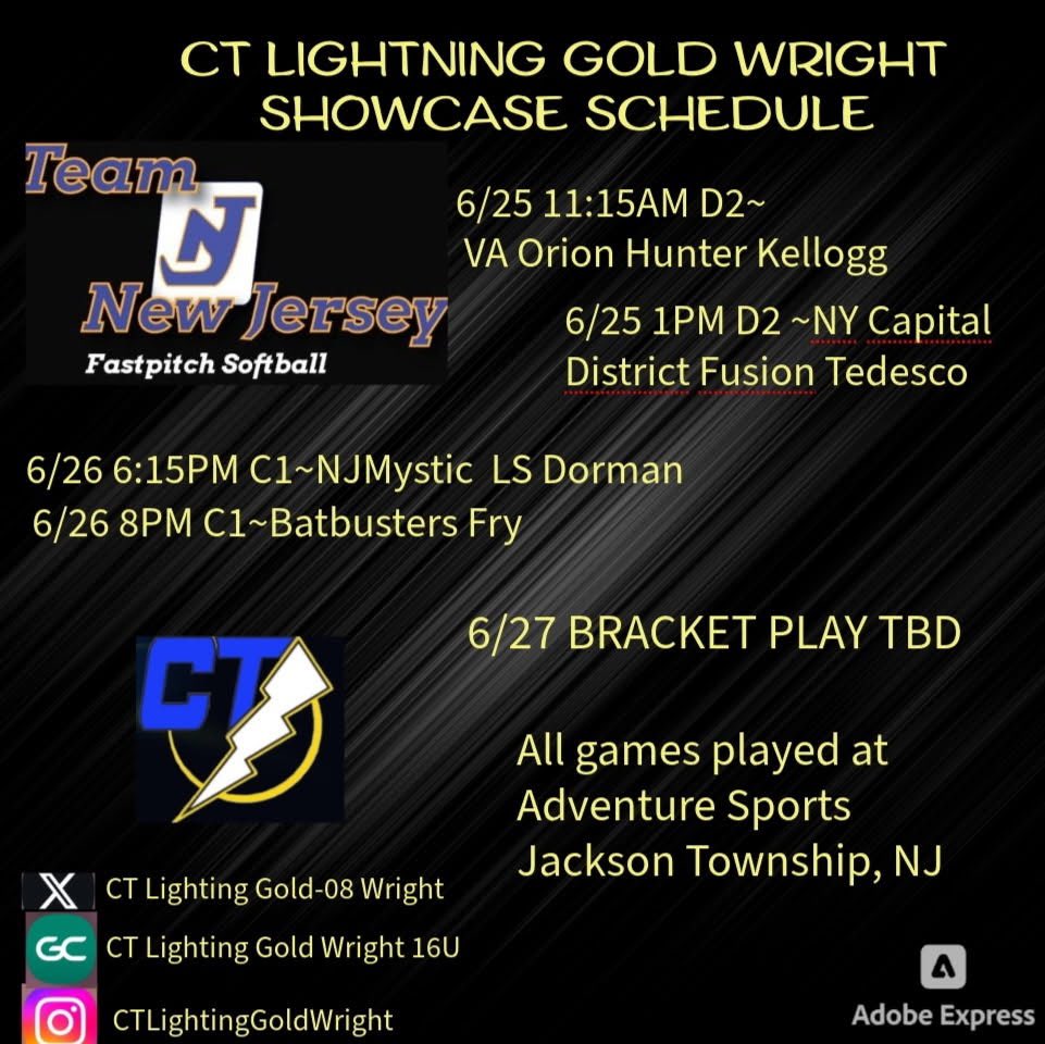 Isabella McCulloch - UNCOMMITTED (@isabellarosesb) on Twitter photo Here’s my schedule for TNJ this week! Super excited to get back out there. 🥎
<a href="/Tweedertdd/">Chris Martin</a> <a href="/CTLightning08G/">CT Lightning Gold 08- Wright</a> <a href="/Wrightwaytrain5/">Wrightway Training</a> Here’s my schedule for TNJ this week! Super excited to get back out there. 🥎
<a href="/Tweedertdd/">Chris Martin</a> <a href="/CTLightning08G/">CT Lightning Gold 08- Wright</a> <a href="/Wrightwaytrain5/">Wrightway Training</a>