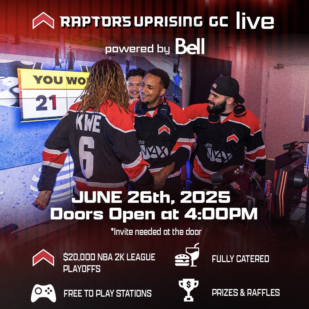 Jonny (@theoohwayy) on Twitter photo We have a few more guest spots open for our <a href="/RaptorsGC/">Raptors Uprising GC</a> watch party happening this Thursday in Toronto if anyone wants to come out!
If you’re in the Toronto esports scene and haven’t been to a MLSE event yet, let’s change that 🔥 We have a few more guest spots open for our <a href="/RaptorsGC/">Raptors Uprising GC</a> watch party happening this Thursday in Toronto if anyone wants to come out!
If you’re in the Toronto esports scene and haven’t been to a MLSE event yet, let’s change that 🔥