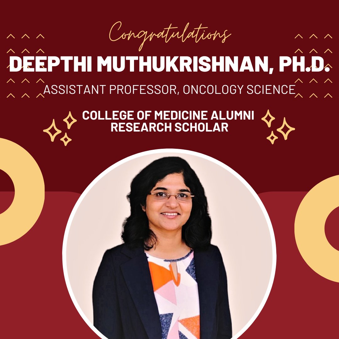OU Oncology Science (@oncologyscience) on Twitter photo 🎉Congrats to Dr. Muthukrishnan
<a href="/deepthi03_krish/">Sree Deepthi Muthukrishnan</a> — our newest College of Medicine Alumni Research Scholar!🧪👏
This prestigious OUHSC award is supported by COMAA’s Evening of Excellence. Learn more: medicine.ouhsc.edu/alumni/eoe
#OUHSC #ResearchExcellence #COMAA #EveningOfExcellence 🎉Congrats to Dr. Muthukrishnan
<a href="/deepthi03_krish/">Sree Deepthi Muthukrishnan</a> — our newest College of Medicine Alumni Research Scholar!🧪👏
This prestigious OUHSC award is supported by COMAA’s Evening of Excellence. Learn more: medicine.ouhsc.edu/alumni/eoe
#OUHSC #ResearchExcellence #COMAA #EveningOfExcellence