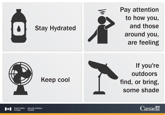 Environment Canada has issued a heat warning for a huge portion of Ontario. This heat may last throughout the week. 🌞
🥤Stay hydrated, 
🥤Take breaks
🥤Watch for signs of heat exhaustion or stroke. 
🥤Stay informed

EG Splash Pads are open,  visit link to find one close to you.