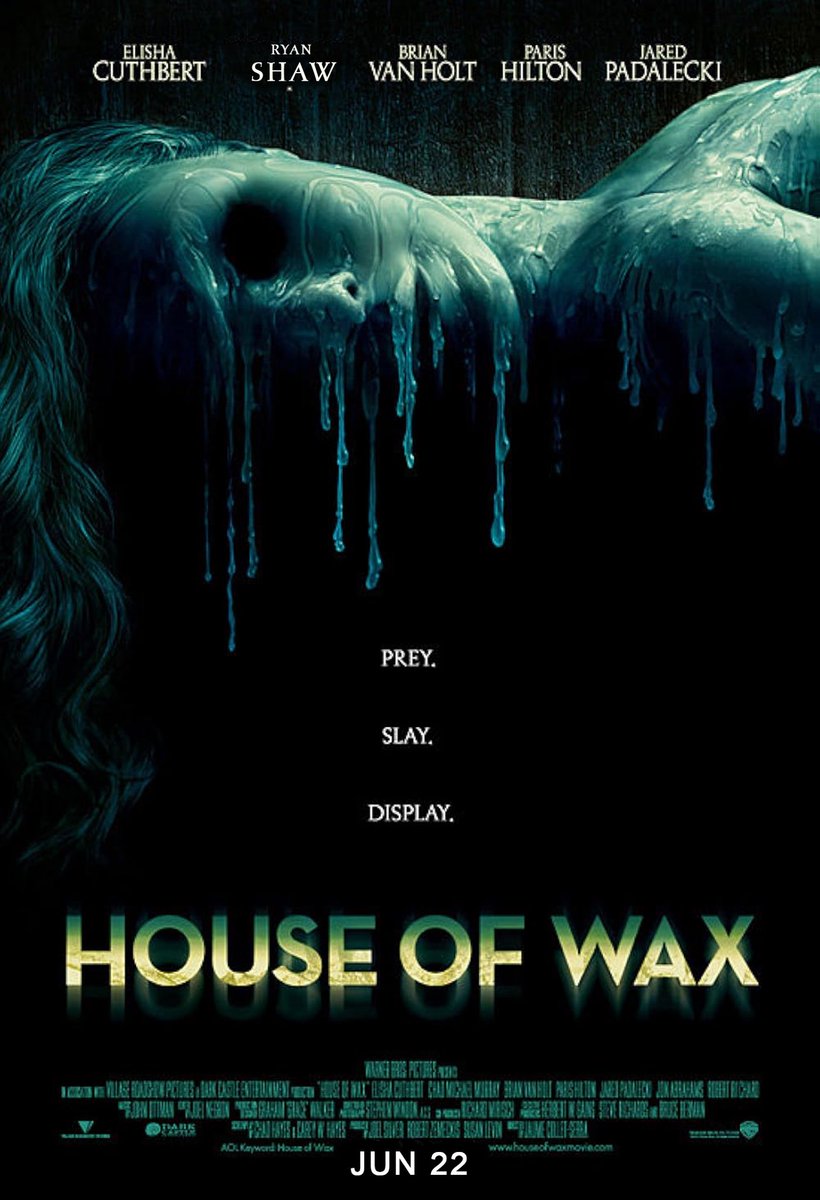 AMCTheatreRP's tweet photo. © #AMCTheatreRP → Poster. 
【 Movies 】•  Entertainment
#HouseOfWaxRP 🎟️ Get tickets.

A group of teens are unwittingly stranded near a strange wax museum and soon must fight to survive and keep from becoming the next exhibit. 🫟 https://t.co/WubzlbSDNC