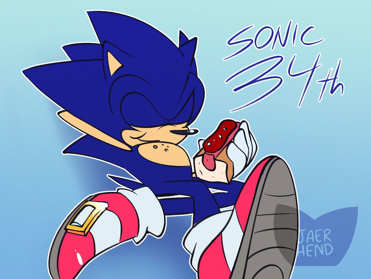 the_jaer_hend's tweet photo. i'll admit, ive been out of the fandom for the last little bit, but i'll stop by today to wish sonic a happy 34th birthday before i disappear again o7

#SonicTheHedgehog https://t.co/2gvXb6sDcd