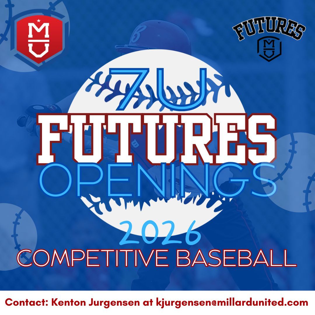 MillardUnitedSports (@millardunited) on Twitter photo Do you have an athlete interested in playing at the 7U Competitive Baseball level for the 2026 season?
We have a few openings on our 2026 Roster.
Reach out to Kenton Jurgensen to set up a private tryout.
kjurgensen@millardunited.com Do you have an athlete interested in playing at the 7U Competitive Baseball level for the 2026 season?
We have a few openings on our 2026 Roster.
Reach out to Kenton Jurgensen to set up a private tryout.
kjurgensen@millardunited.com