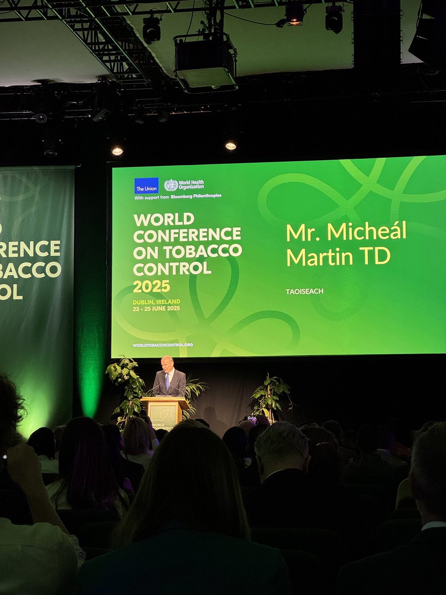 Great to hear Mr. Micheál Martin TD of Ireland tell #WCTC2025 opening plenary that it’s time to think about tobacco elimination so we can end tobacco harm.

#tobaccofreefuture