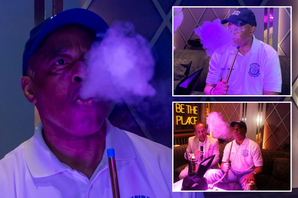 nypost's tweet image. Mayor Adams seen puffing on hookah at flashy Sands of Persia lounge in Queens – day after US airstrikes on Iran trib.al/sX4fhYP