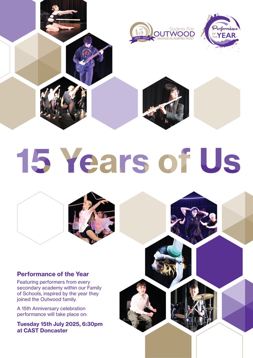 We are incredibly excited to be taking 10 of our talented Performing Arts students to compete in Outwood Performance of the Year 2025: 15 Years of Us on Tuesday 15th July at <a href="/castindoncaster/">Cast</a>. Please come along and support us, tickets on sale now at castindoncaster.com/whats-on/15-ye… #proud