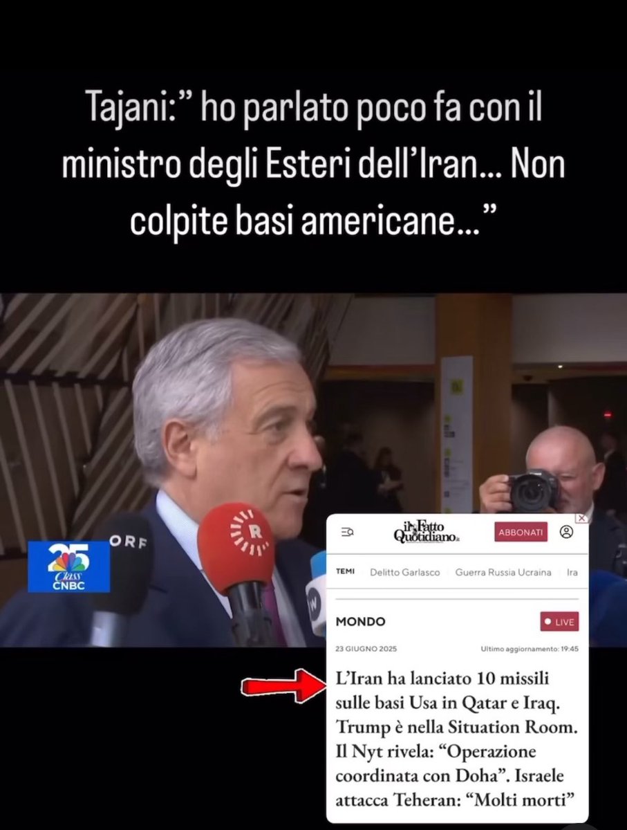 Tajani, il ministro degli esteri che tutto il mondo ci invidia.  #guerra #StatiUniti #Trump #Meloni #Teheran