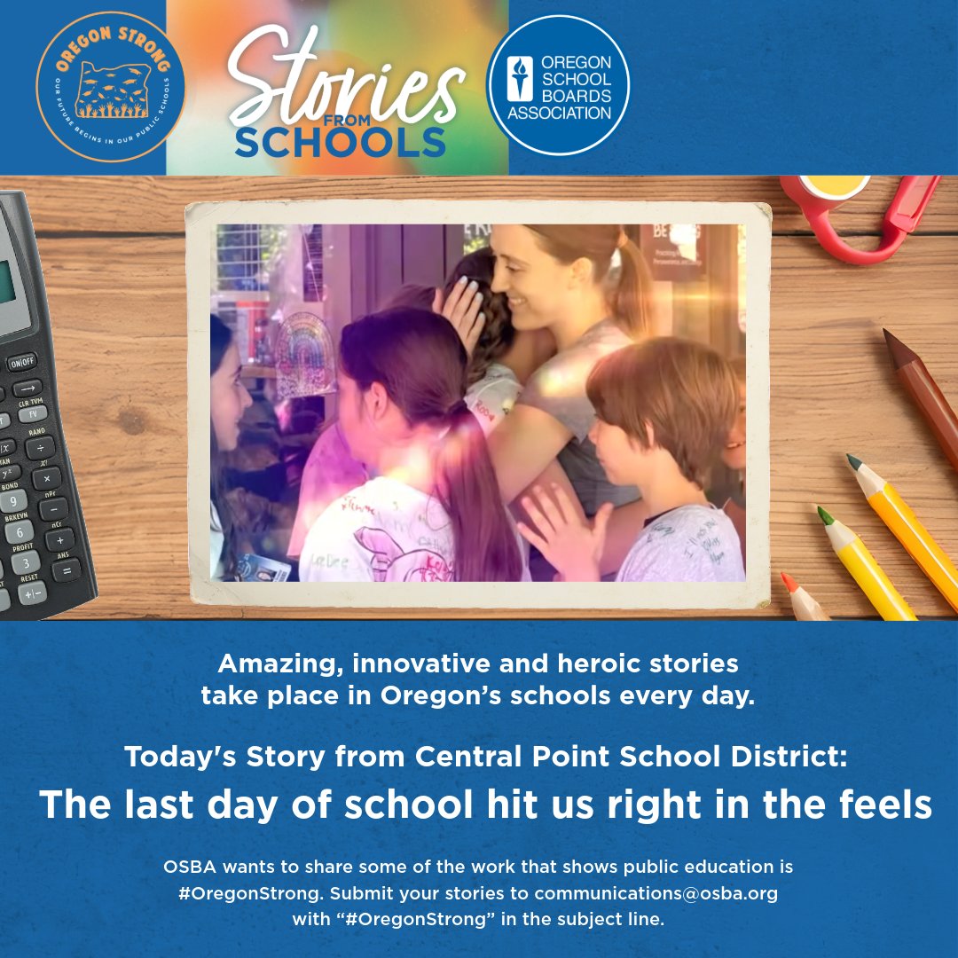 Today we have a story from Central Point School District:
The last day of school hit us right in the feels (Facebook with video)

Read more: facebook.com/cpsd6/videos/7…

#OregonStrong #oregon #publiceducation #studentsuccess #educationmatters